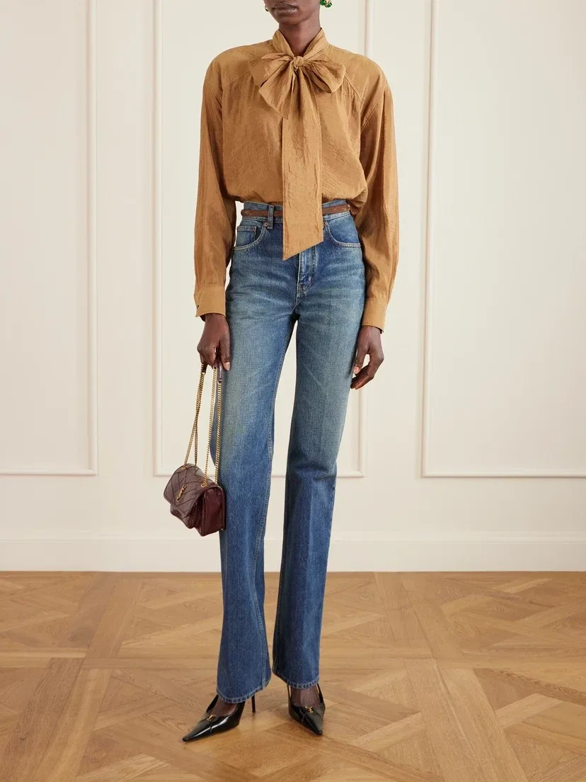 Niki мини-сумка на плечо из жатой кожи SAINT LAURENT, бордовый — фото 3