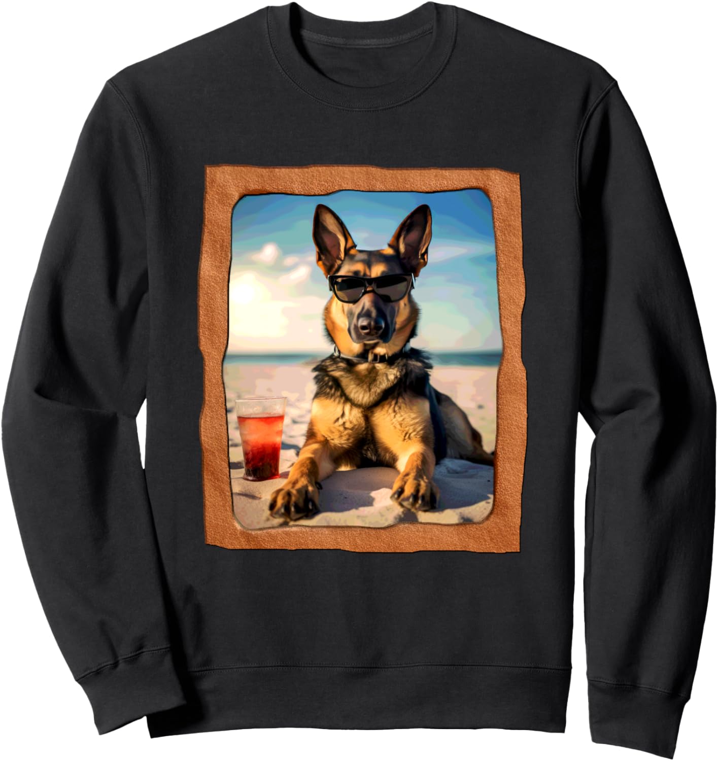 

Толстовка с изображением немецкой овчарки в пляжном стиле, прохладного оттенка Playful Summer Vibes Pet Relaxation Beach Life, черный