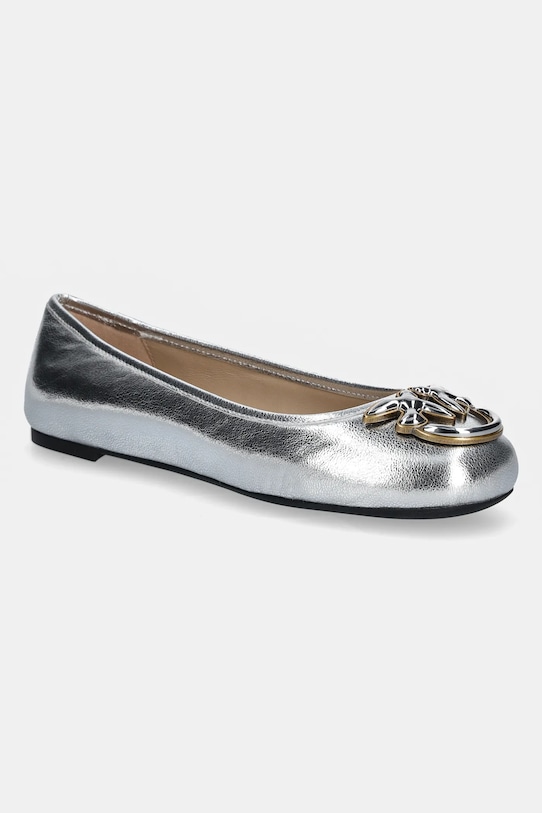 Кожаные балетки Gioia Pinko, серебряный