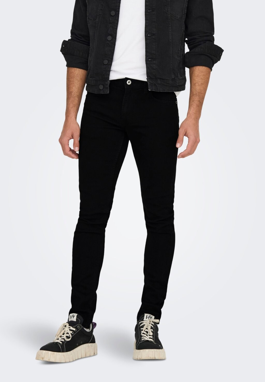 

Джинсы Skinny Fit ONSWARP Only & Sons, черный деним