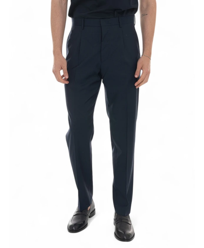 

Брюки чинос из тонкой шерсти с разрезом, как у портного. Hindustrie, синий