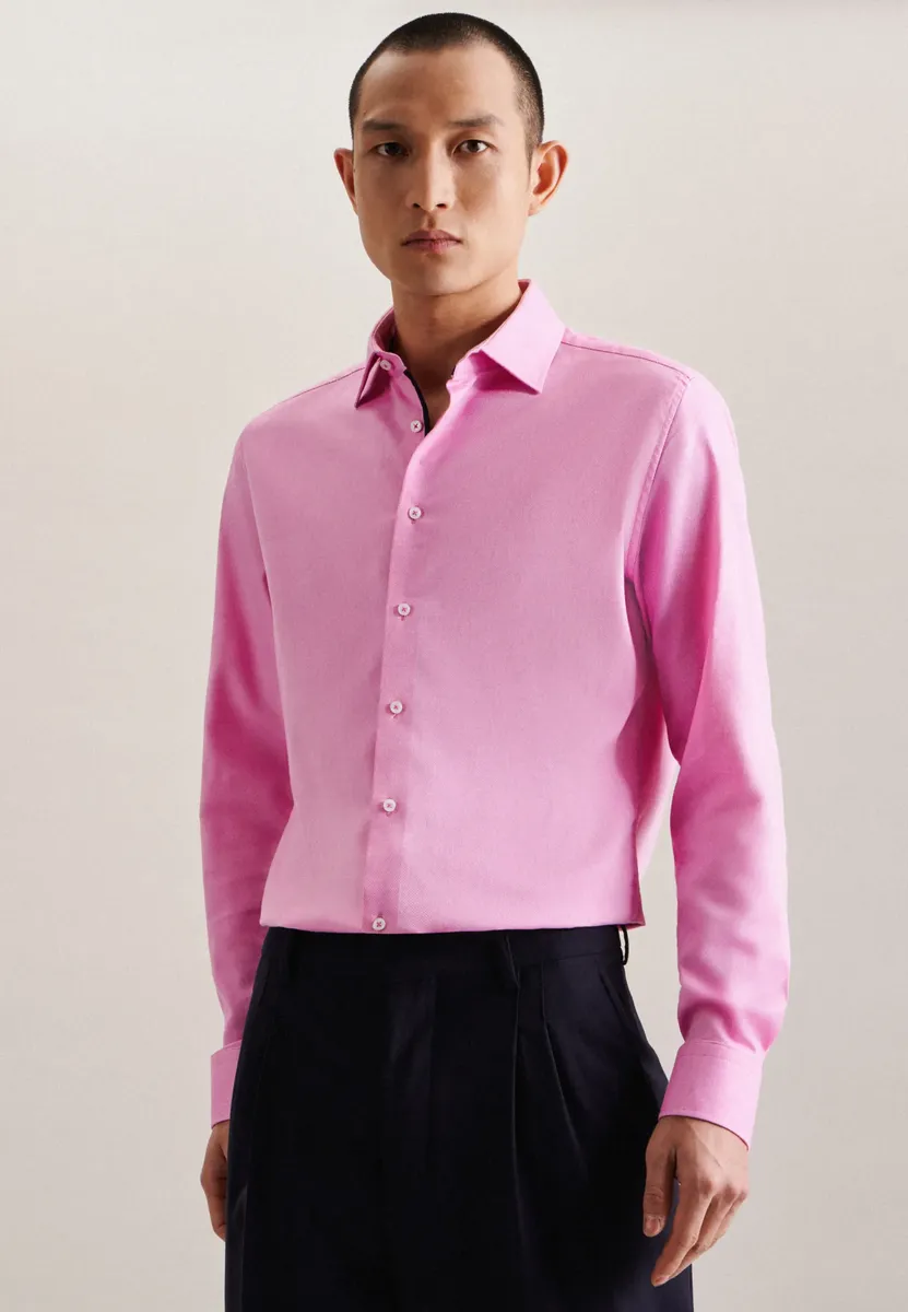 

Seidensticker деловая рубашка "Slim", узкий, с длинными рукавами, воротник Кент, однотонный, розовый