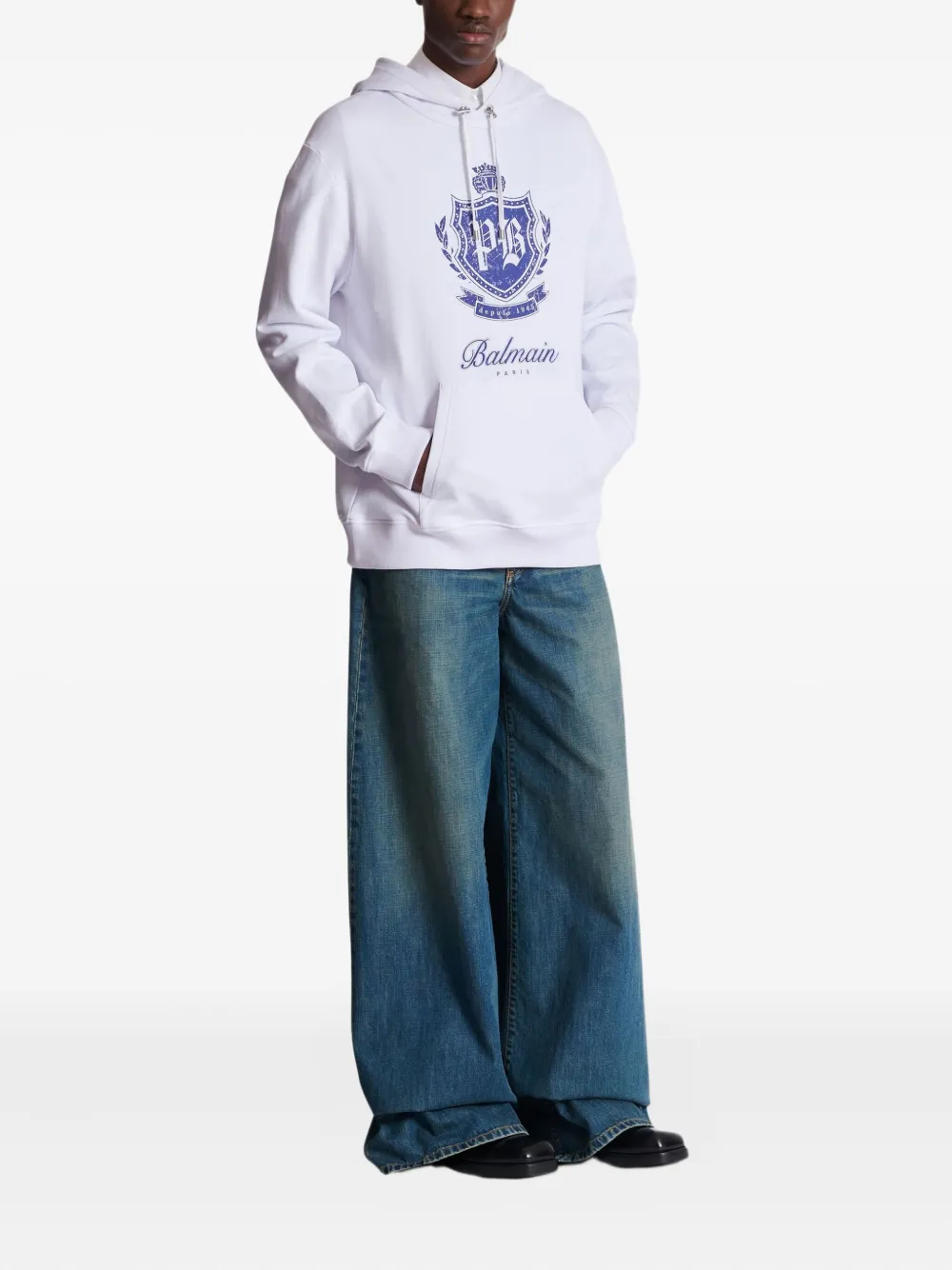 

Худи College Emblem с принтом BALMAIN, белый