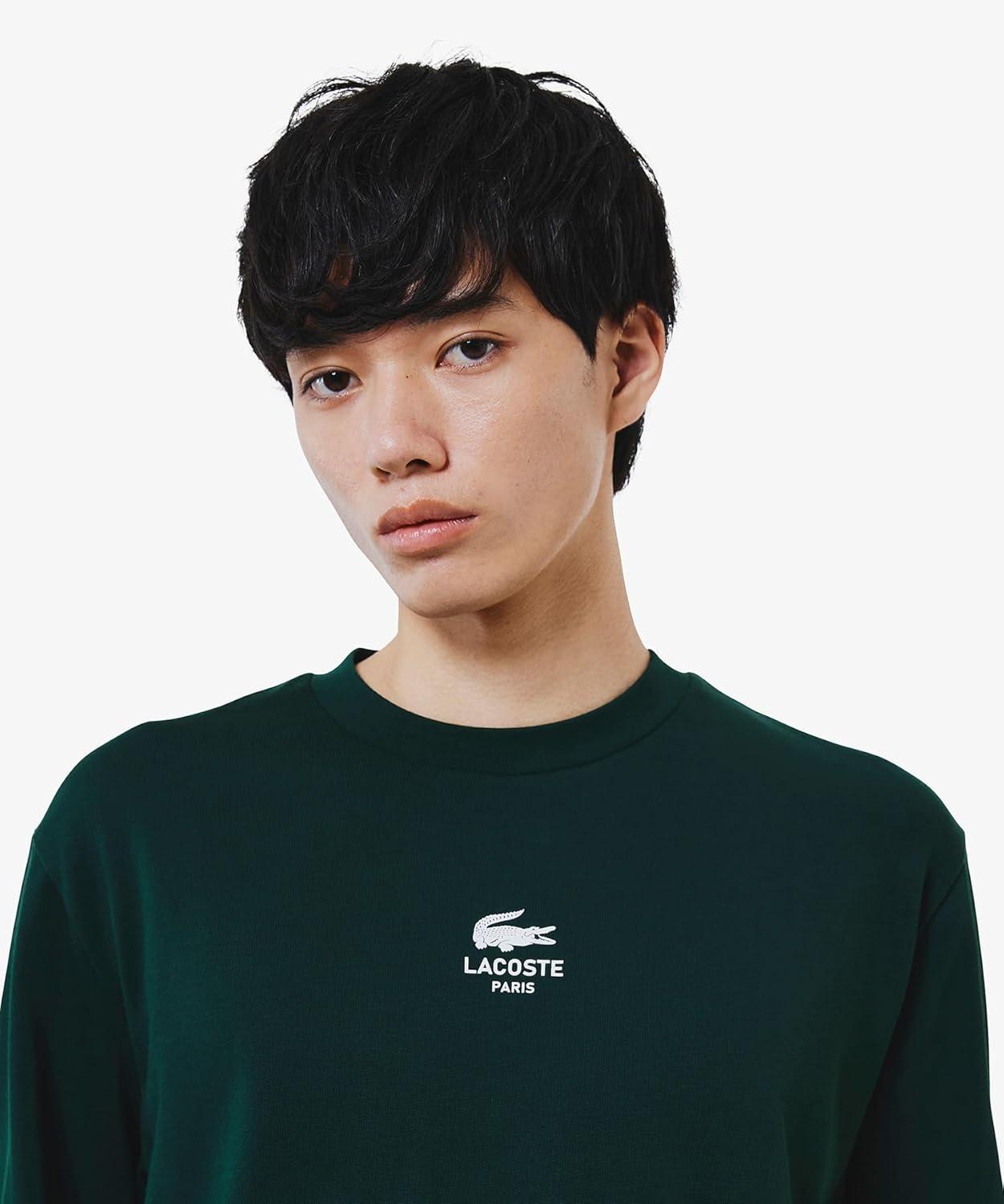 Мужская футболка Lacoste (официальная) с логотипом Paris, плотная ткань, темно-зеленый — фото 3