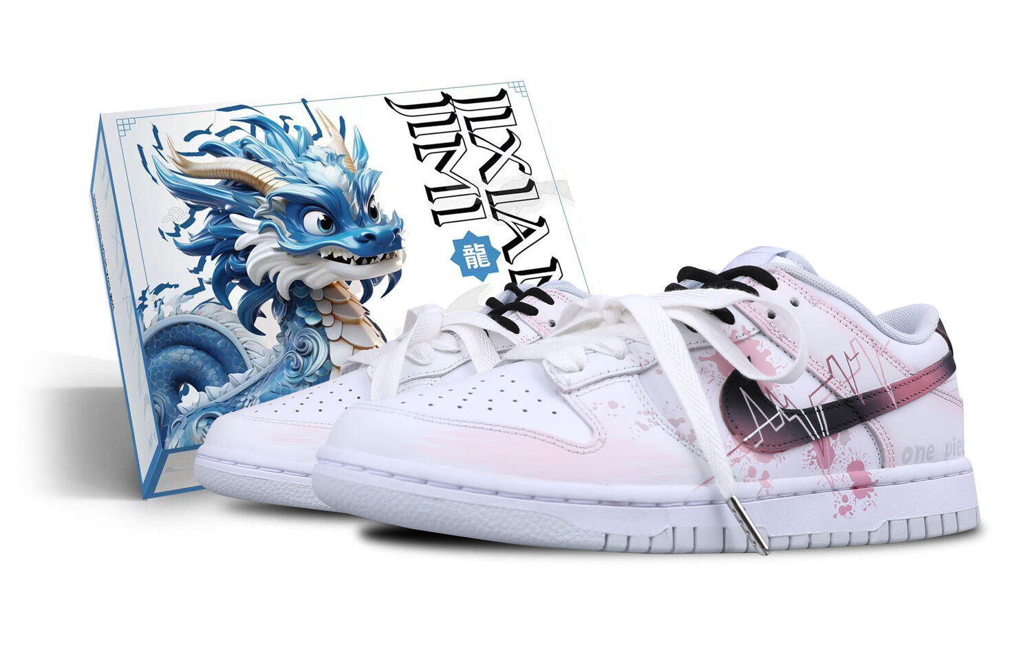 

Кроссовки Nike Dunk Skateboarding Shoes Unisex Low-top White/Pink/Black, белый