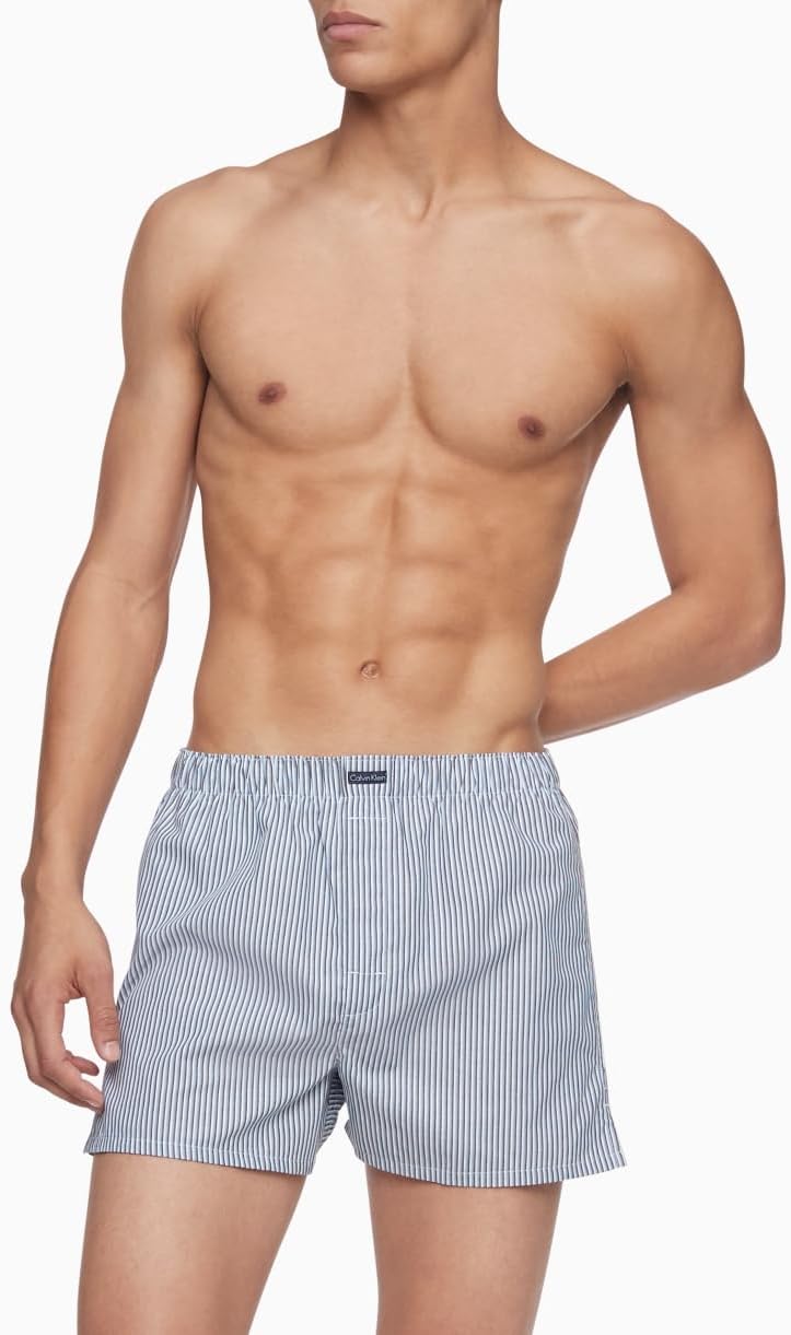 Calvin Klein мужские хлопковые классические боксеры, 3 пары, Tide/Morgan Plaid, Tide/Montague Stripe, Tide — фото 2