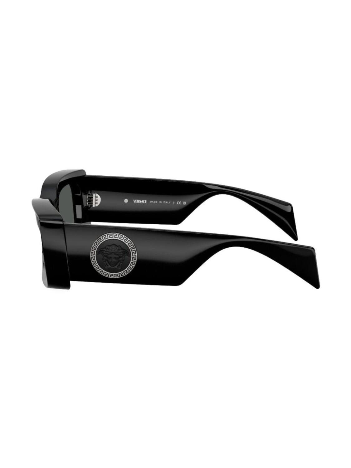 Versace Eyewear солнцезащитные очки в прямоугольной оправе с декором Medusa, черный — фото 3