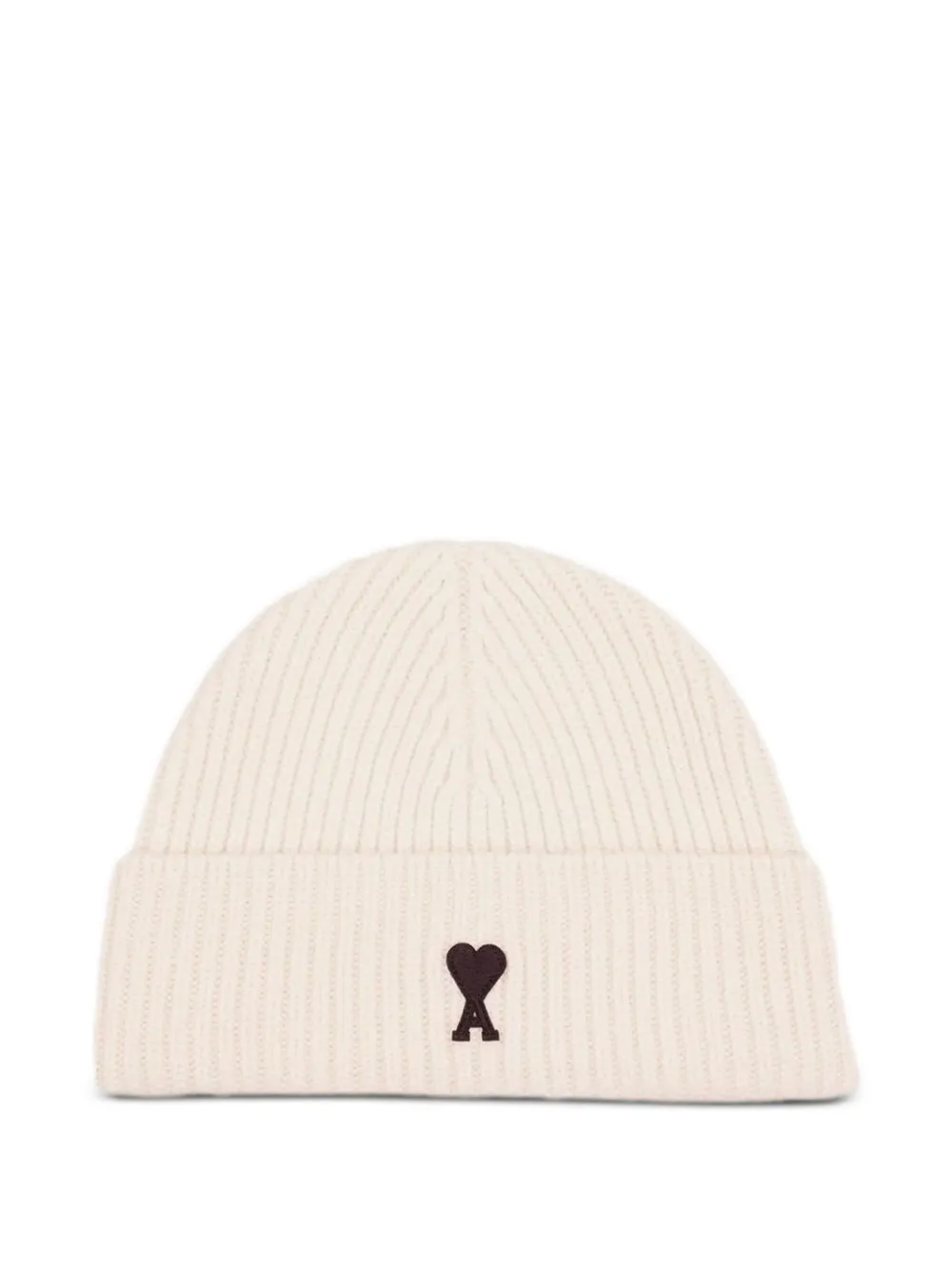 

Шапка бини в рубчик AMI Paris, нейтральный