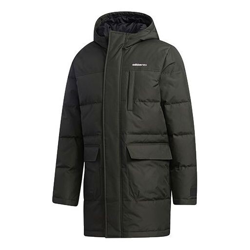 

Пуховик adidas neo M Wint Dwn Prka Windproof Stay Warm mid-length Sports hooded down Jacket Brown, коричневый