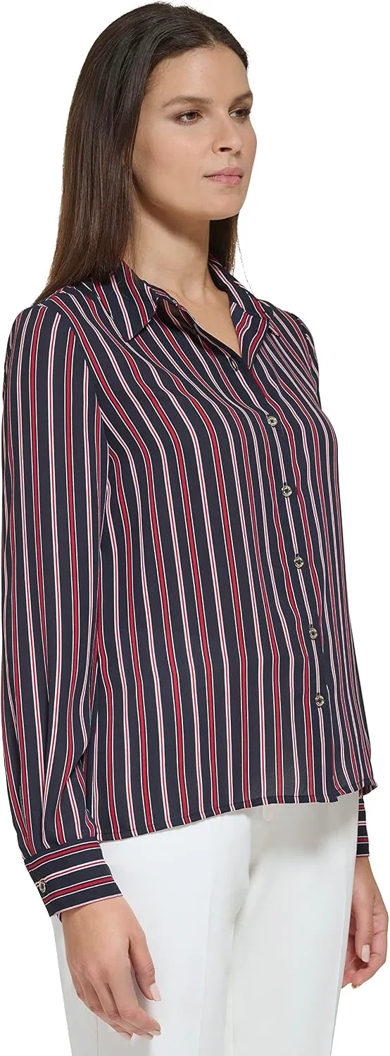 Блуза с принтом, женская, Tommy Hilfiger, алый мульти — фото 3