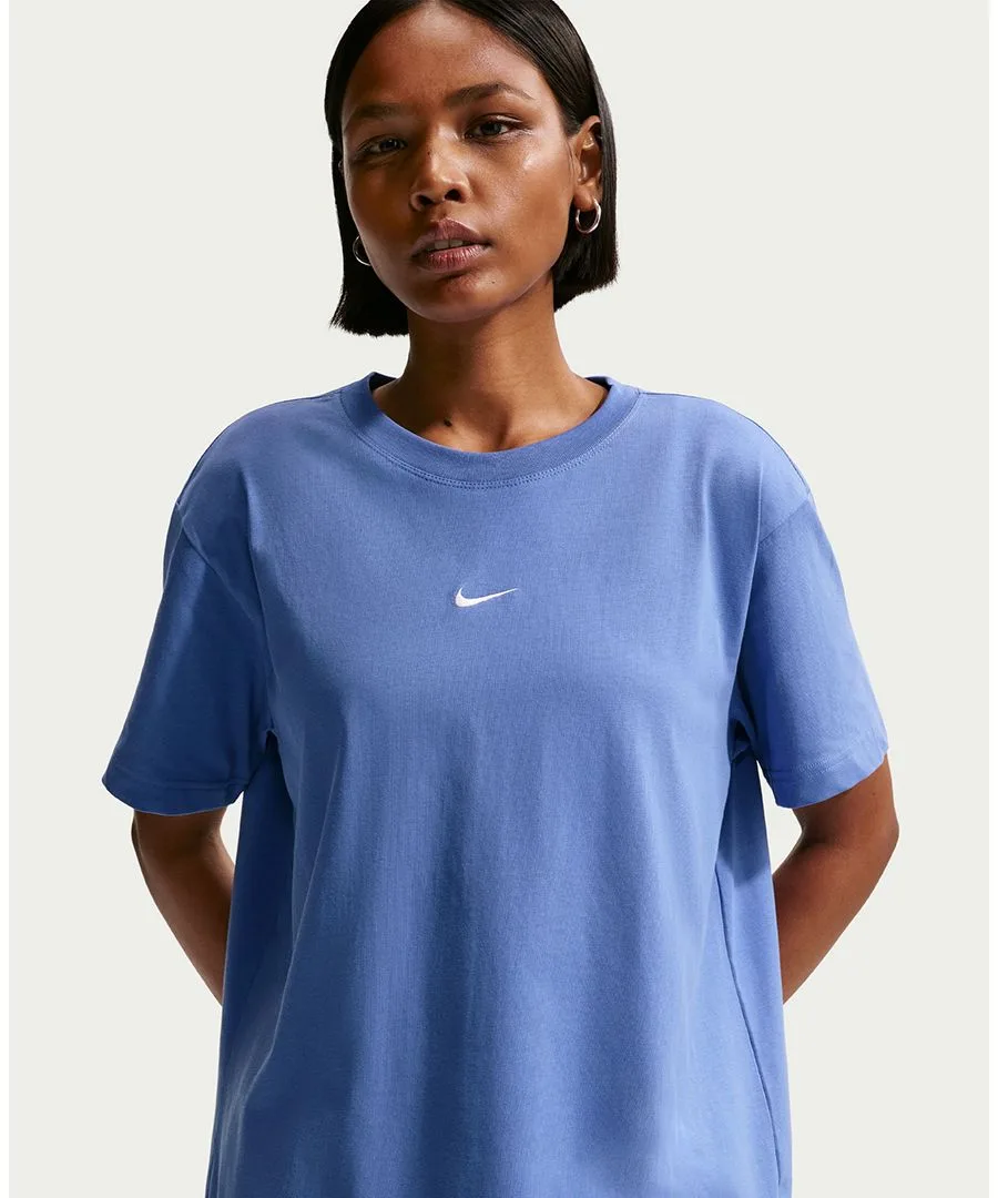 Женская спортивная футболка с круглым вырезом Nike, светлый-medium синий/белый