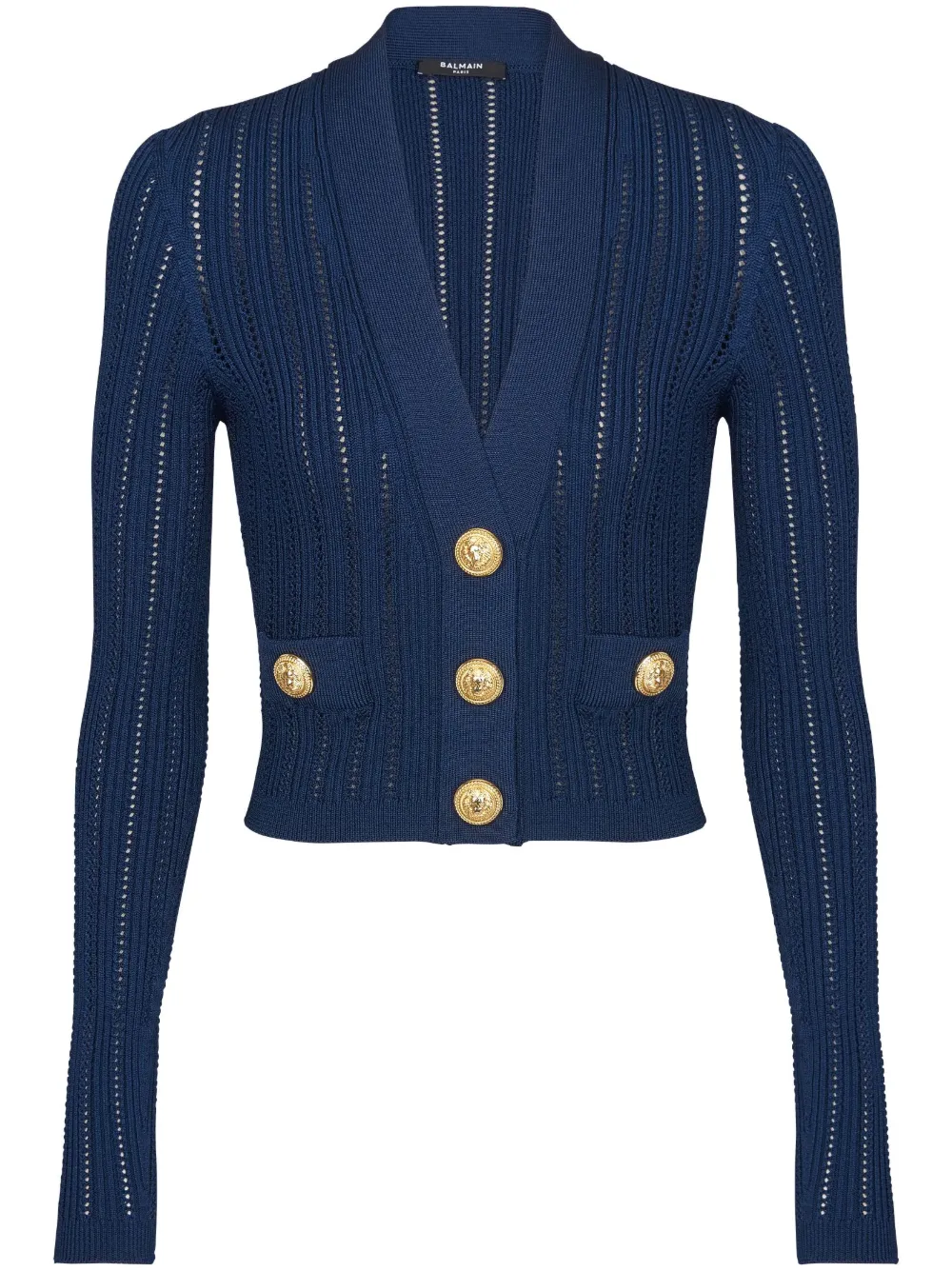 

Укороченный кардиган с V-образным вырезом BALMAIN, синий