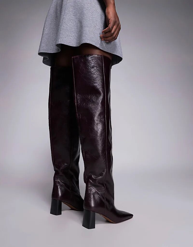 Сапоги ASOS DESIGN Kane с квадратным носком и свободным кроем из бордовой кожи. — фото 3