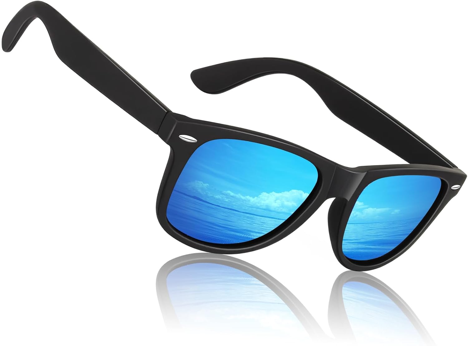 

Поляризованные солнцезащитные очки Sunier для мужчин и женщин, ретро-квадратная форма, матовая отделка, защита UV400, подходят для вождения и рыбалки, A03-matte Black Ice Blue ( Mirrored)