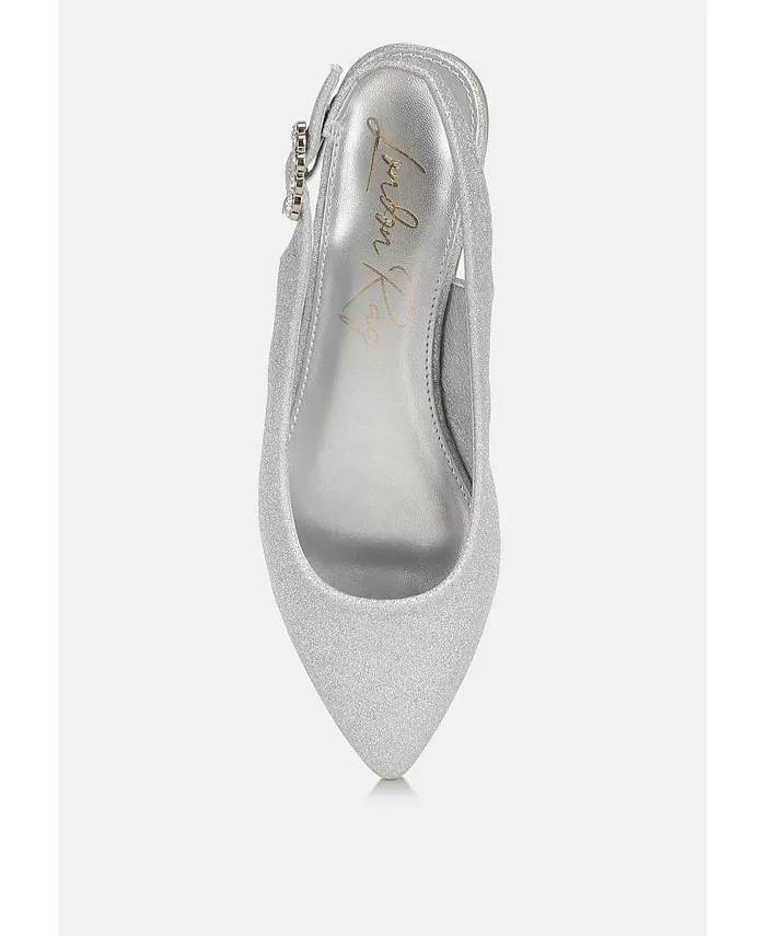 Giora Glitter Slingback Туфли на плоской подошве женские босоножки London Rag, серебро — фото 4
