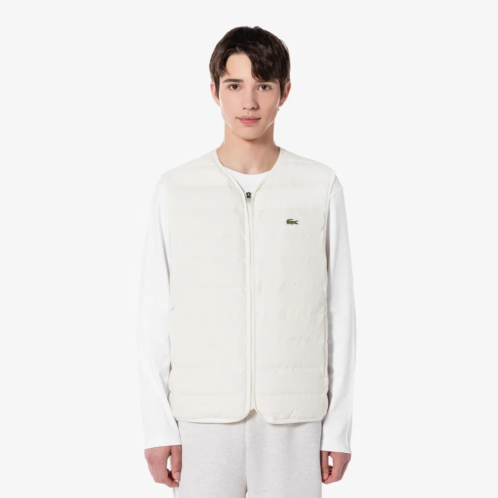 Мужской лёгкий пуховый жилет Lacoste цвета айвори