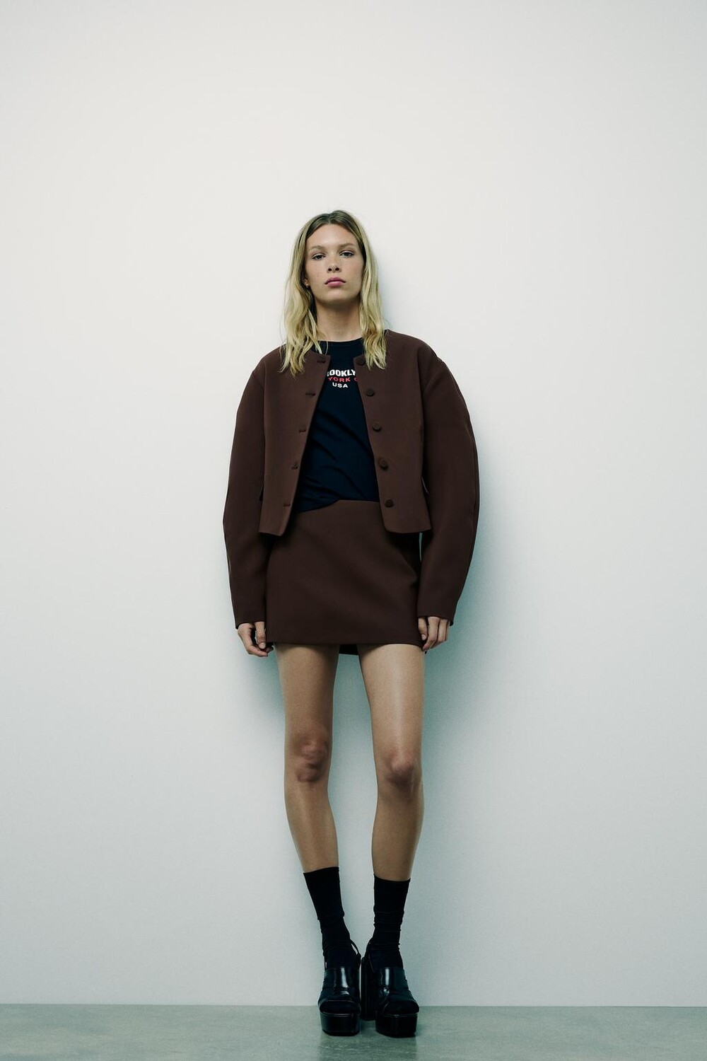 

Мини-юбка ZARA, коричневый