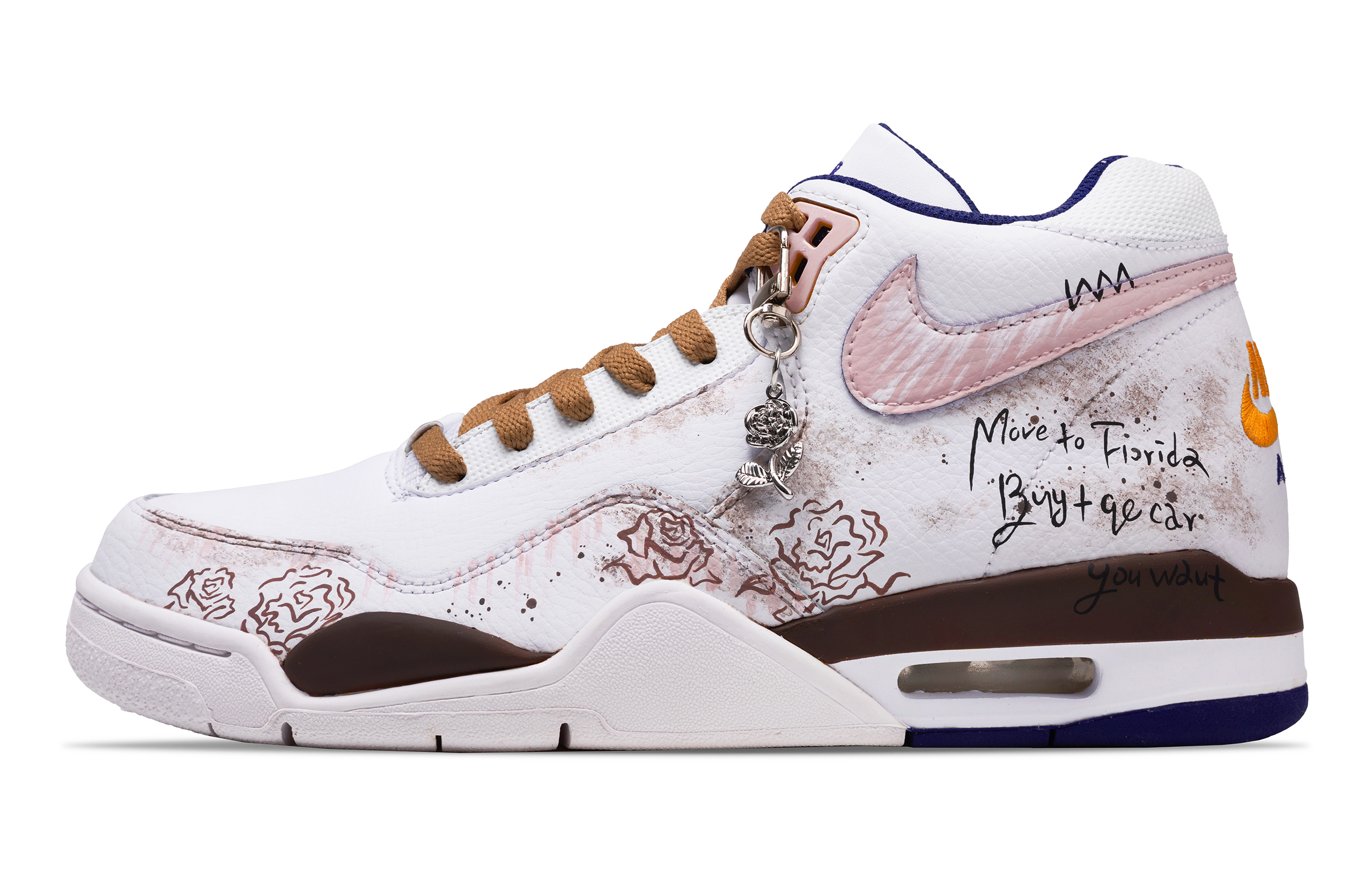 

Nike Баскетбольные кроссовки Flight Legacy Rose Story с нескользящей подошвой, износостойкие, винтажные, среднего размера, розово-коричневые