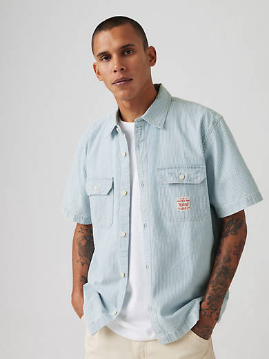 

Рубашка Dalton Workwear с коротким рукавом Levi's, цвет Lenox Bleached Railroad Stripe - Light Wash