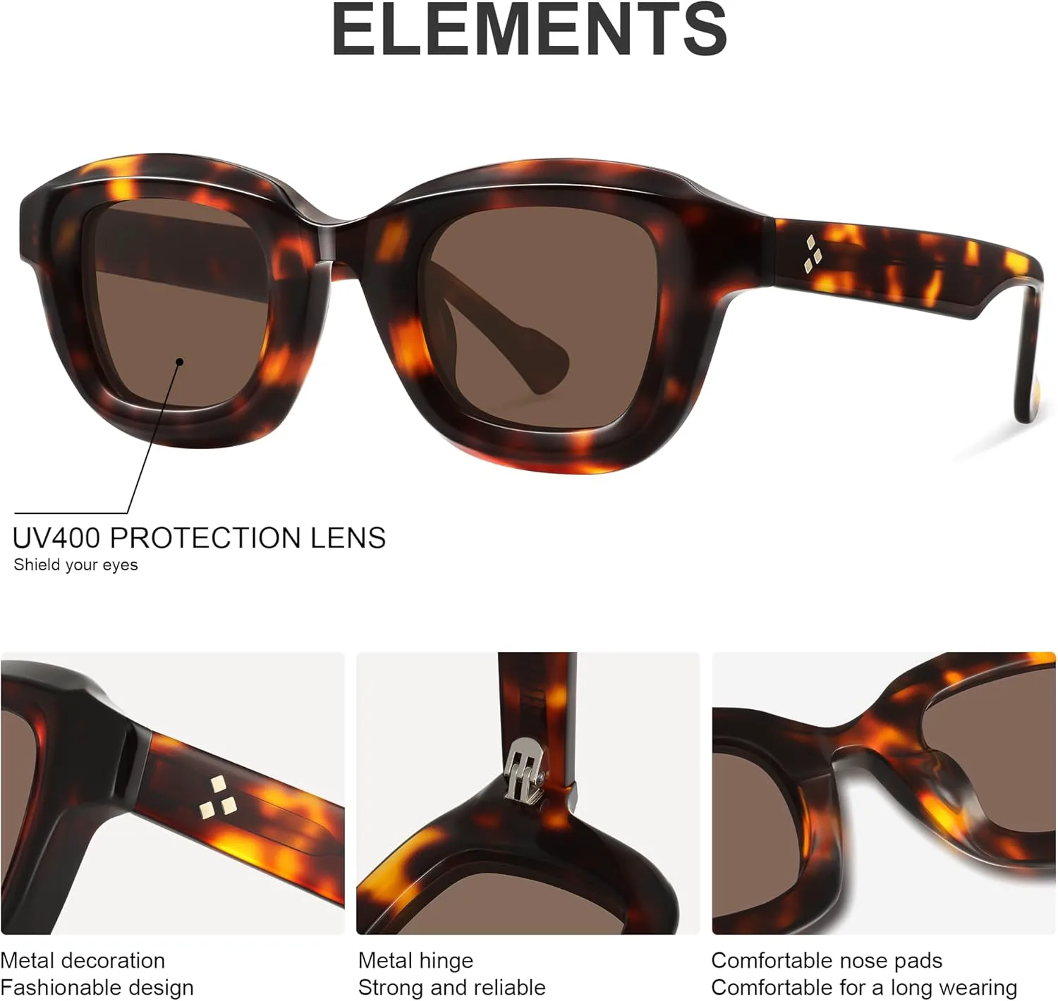 

Квадратные поляризованные солнцезащитные очки из ацетата для женщин, винтажные женские солнцезащитные очки, модная легкая оправа Foliful, A01-black/Grey Lens