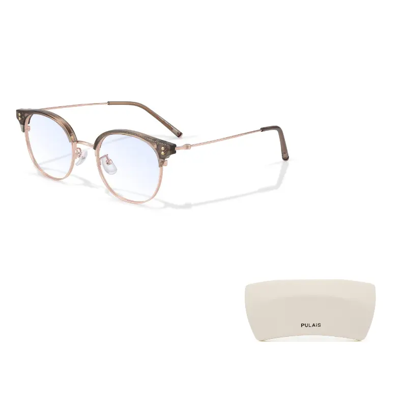 

PULAIS Овальная оправа для очков из сплава и пластика, 01183-C8 Cool Mist Tea Brown