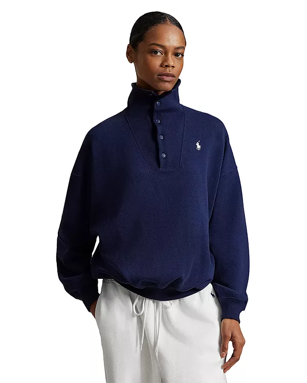 

Толстовка с воротником-стойкой на пуговицах с символикой сборной США Ralph Lauren, синий