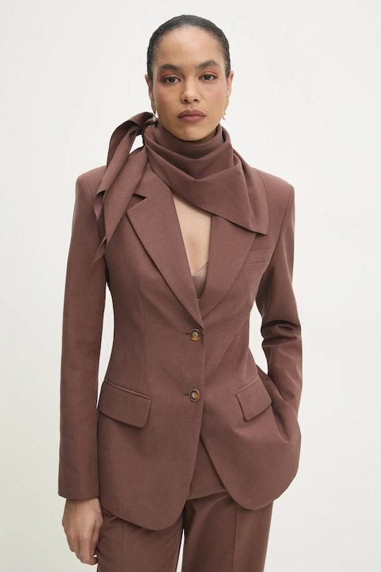 

Приталенное пальто с шарфом Answear.Lab, коричневый