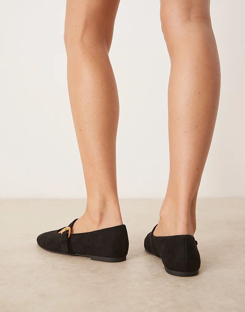 Балетки Leah Mary Jane от ASOS DESIGN из черной замши — фото 3