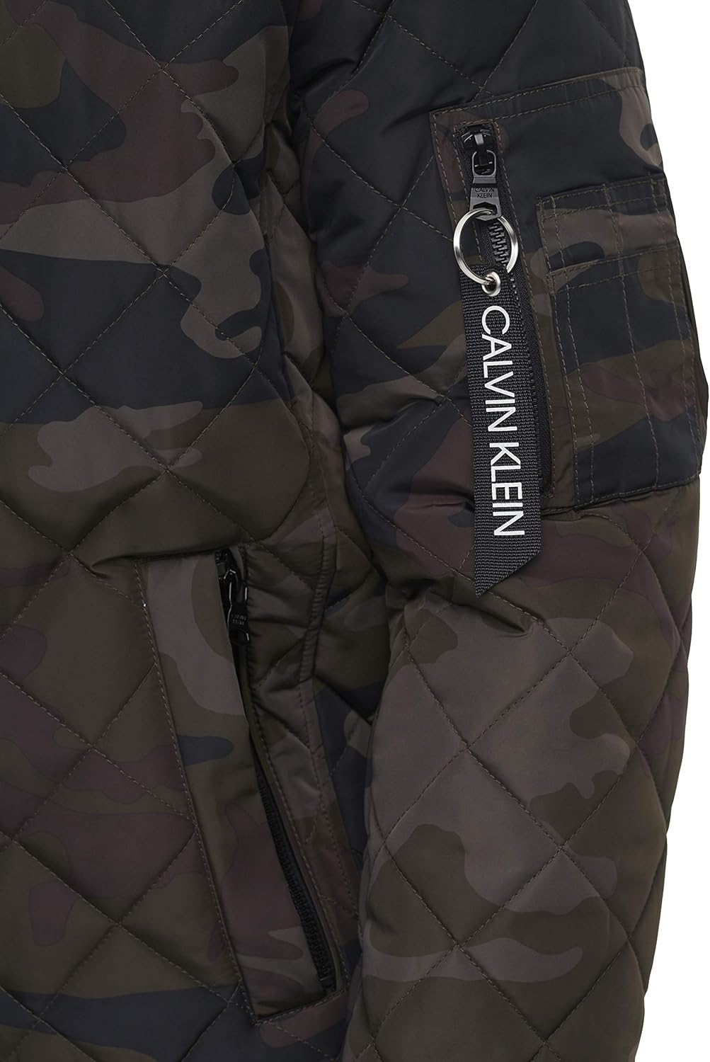 Мужская стеганая летная куртка Calvin Klein с молнией, Olive Camo — фото 2