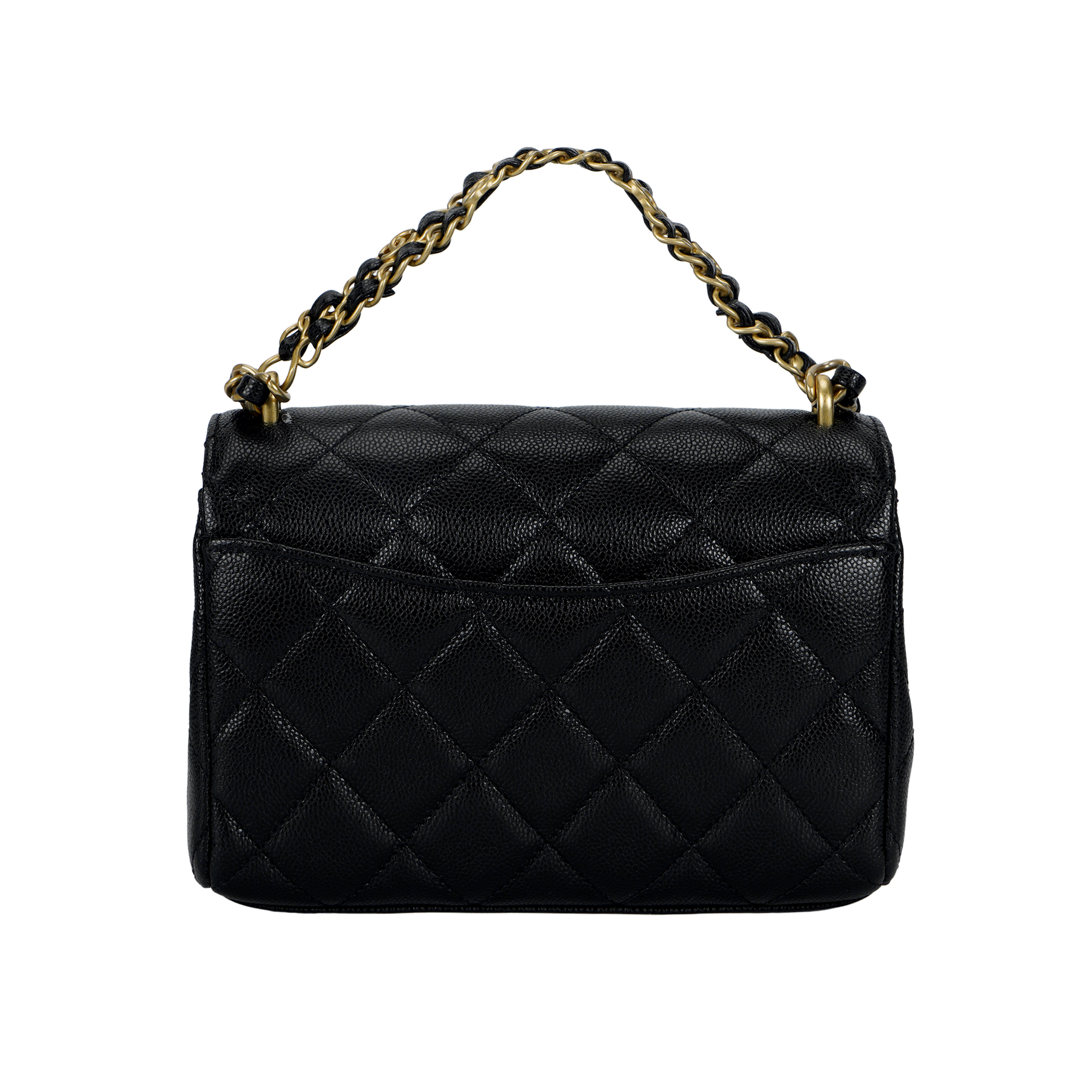 CHANEL Миниатюрная черная женская сумка через плечо из тисненой телячьей кожи — фото 3