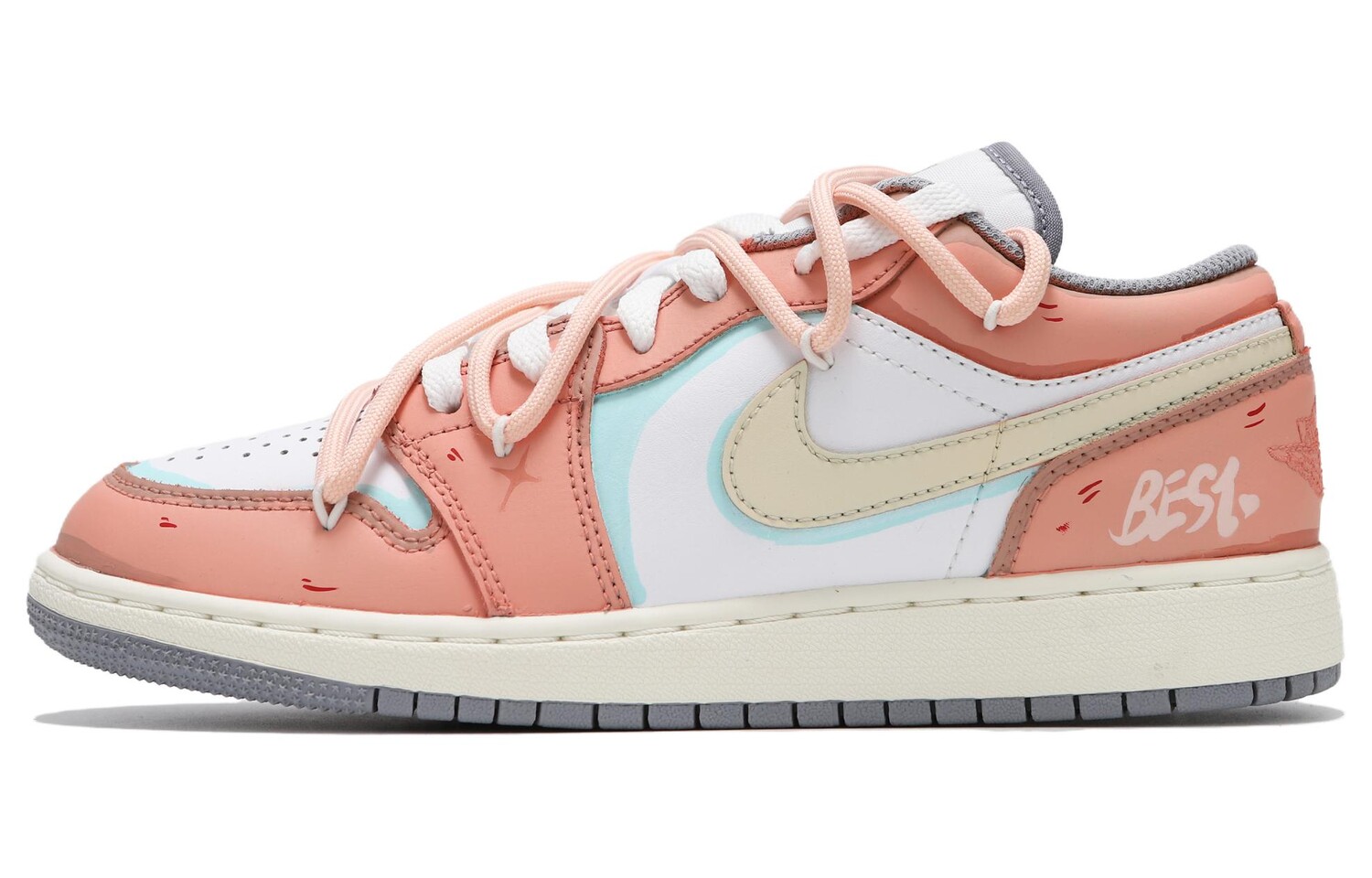 

Кроссовки Air Jordan 1 Vintage Basketball Shoes Men Low-top Pink/White, розовый