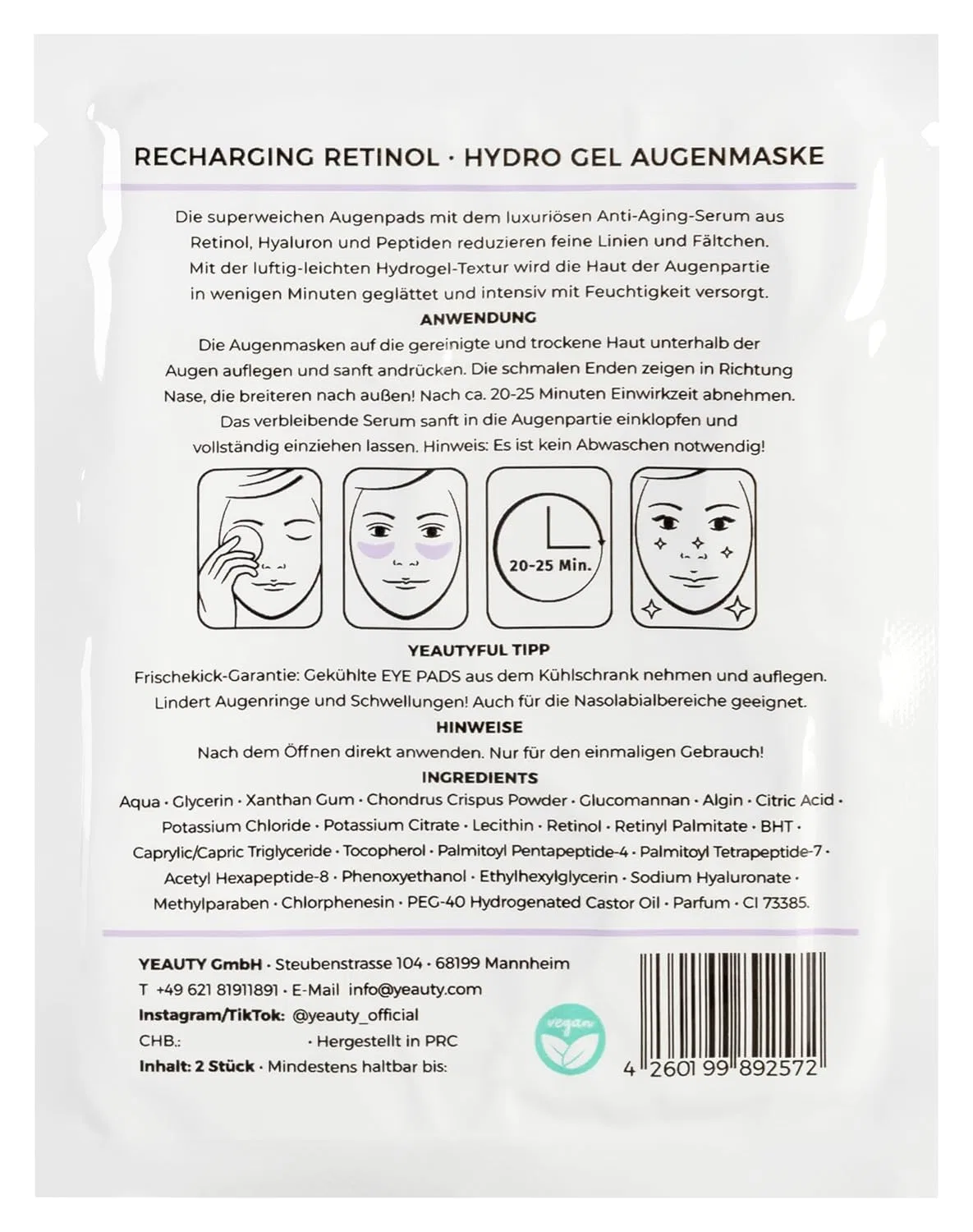 Патчи для глаз «Recharging Retinol» от YEAUTY Yeauty, Recharging Retinol — фото 2