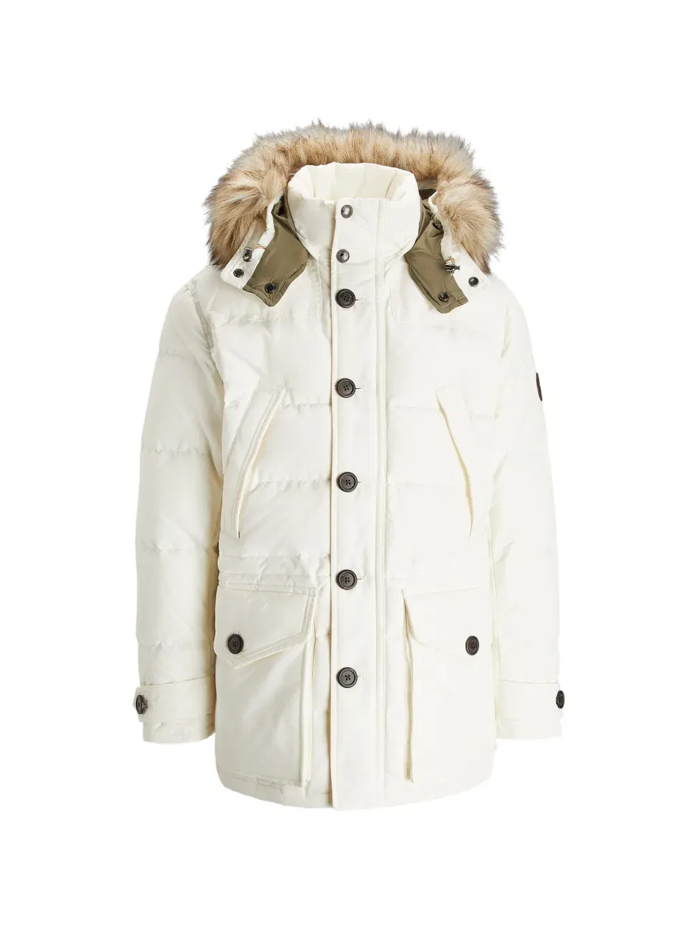Пальто с капюшоном из искусственного меха Polo Ralph Lauren, белый