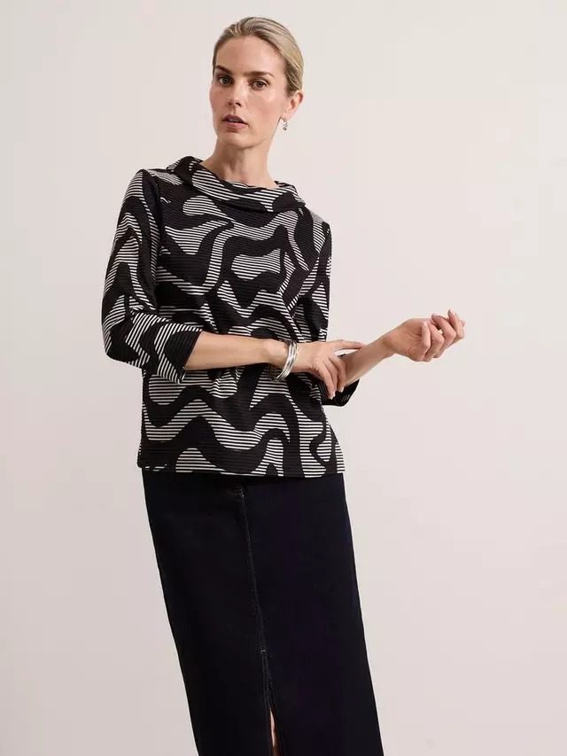 

Топ Phase Eight Rena Swirl Print, цвет black/stone