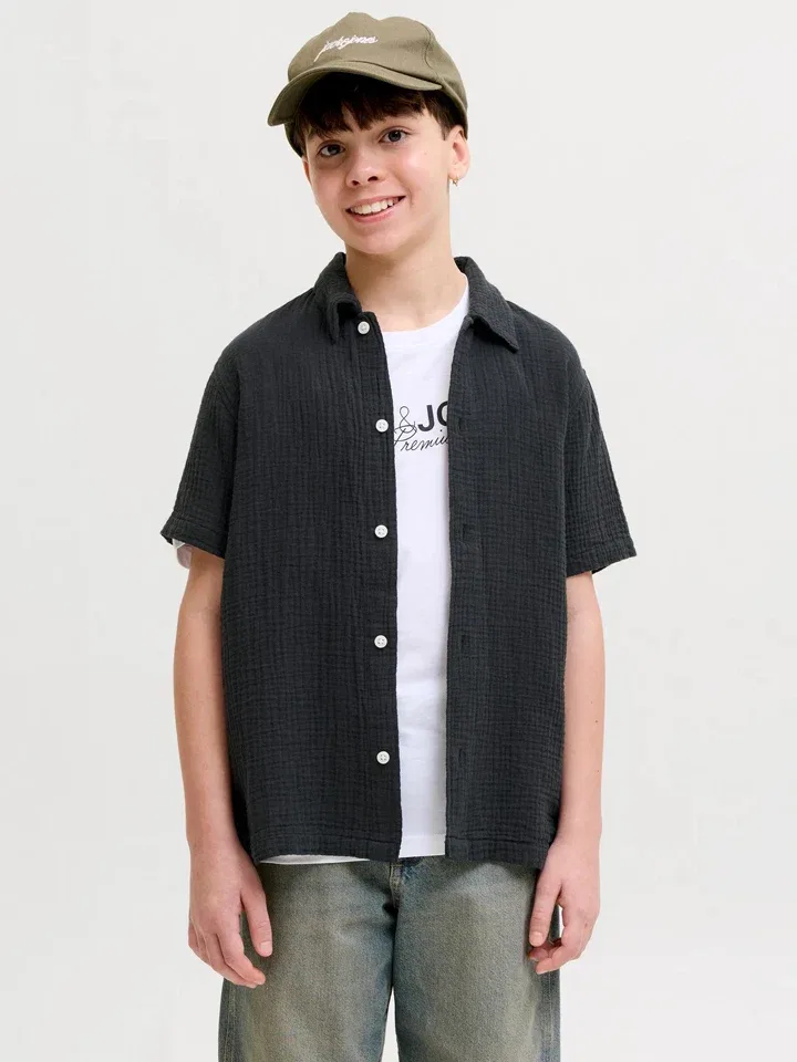 Рубашка хлопковая JACK & JONES Junior, черный