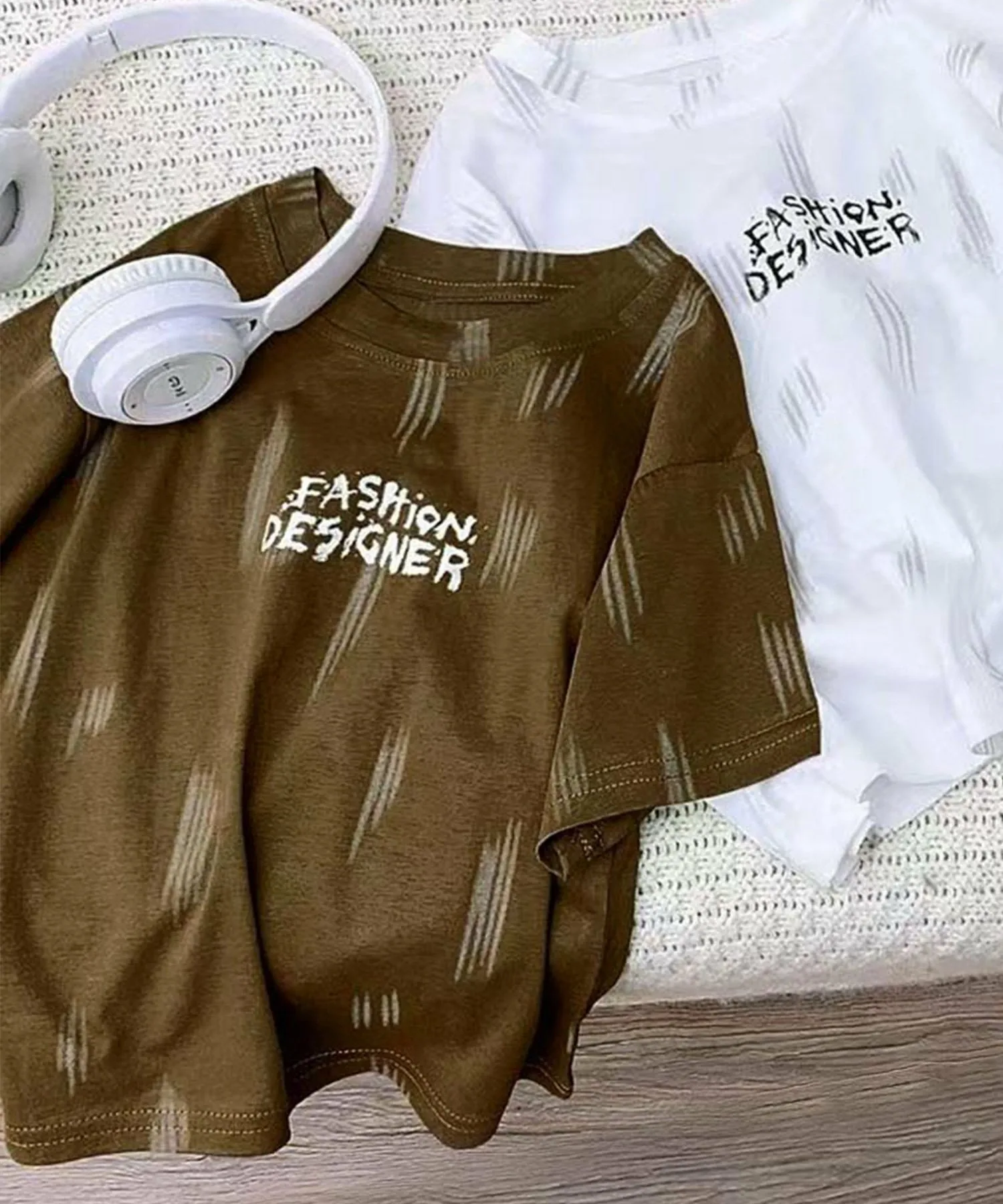 Повседневная футболка с принтом Aimoha Kids, Khaki Other 1