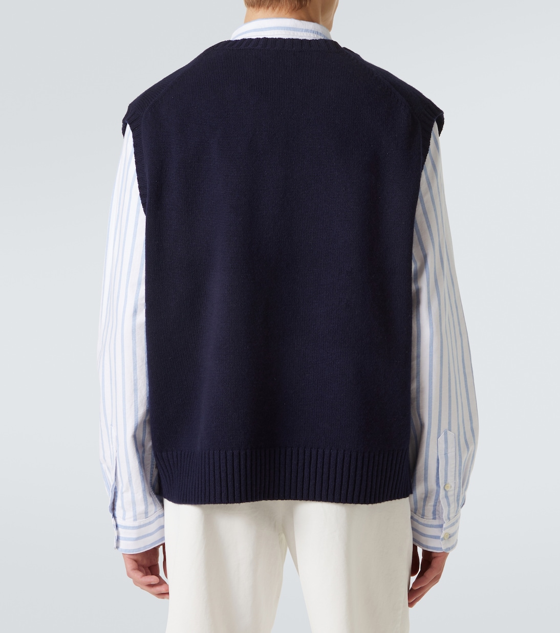 Шерстяной и хлопковый жилет-свитер Polo Ralph Lauren, Hunter Navy — фото 4