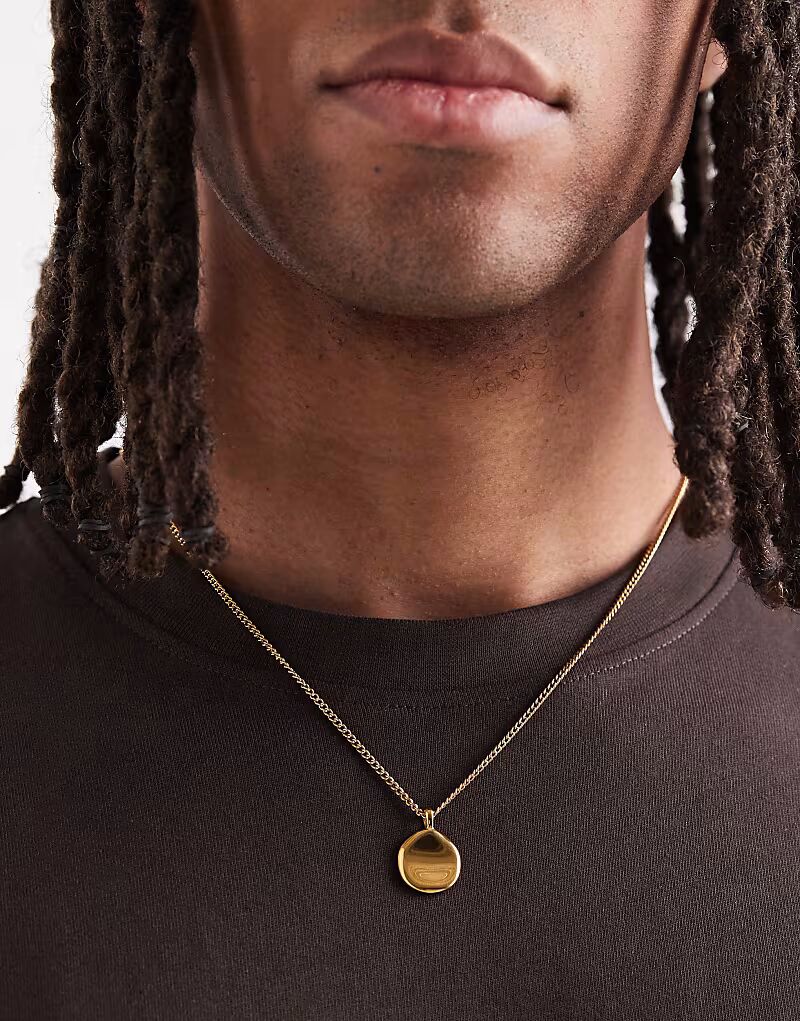 

Водонепроницаемый кулон из нержавеющей стали цвета «литое золото» Asos Design