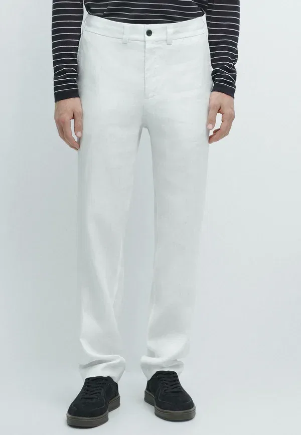 Брюки с эластичным поясом Massimo Dutti, белый