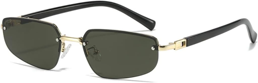 

Солнцезащитные очки с защитой UV400 | Без оправы, линзы «кошачий глаз», прозрачные линзы цвета «океан» | для женщин и мужчин, для занятий спортом на открытом воздухе и вождения DSVIGF, Golden Dark Green