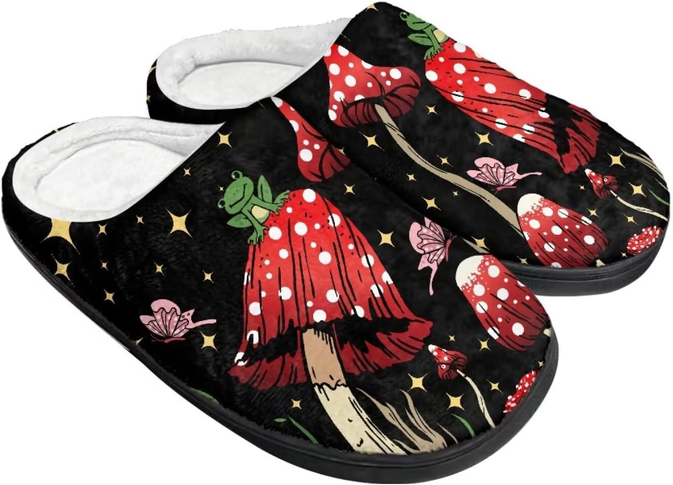 

Тапочки COEQINE для спальни, женские и мужские, мягкие и теплые для дома на зиму, легкие домашние обувь, размер США 4-12, Mushroom Frog