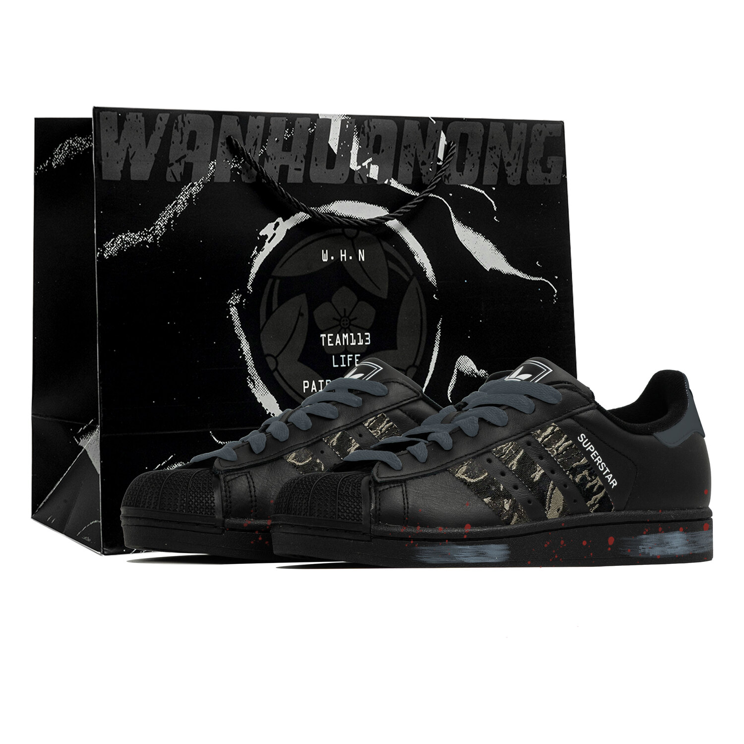 

Adidas Originals SUPERSTAR Wan Hua Nong, бронзовый, износостойкие низкие скейтбордные кроссовки для покупок, унисекс, черный