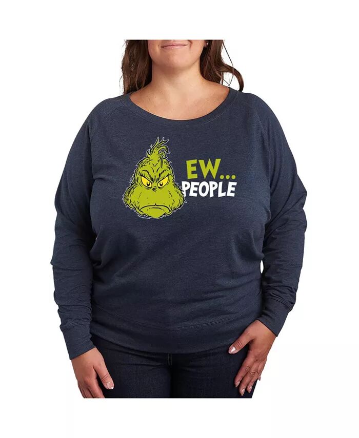 

Футболка-пуловер с принтом Grinch Ew People размера плюс Hybrid Apparel, синий