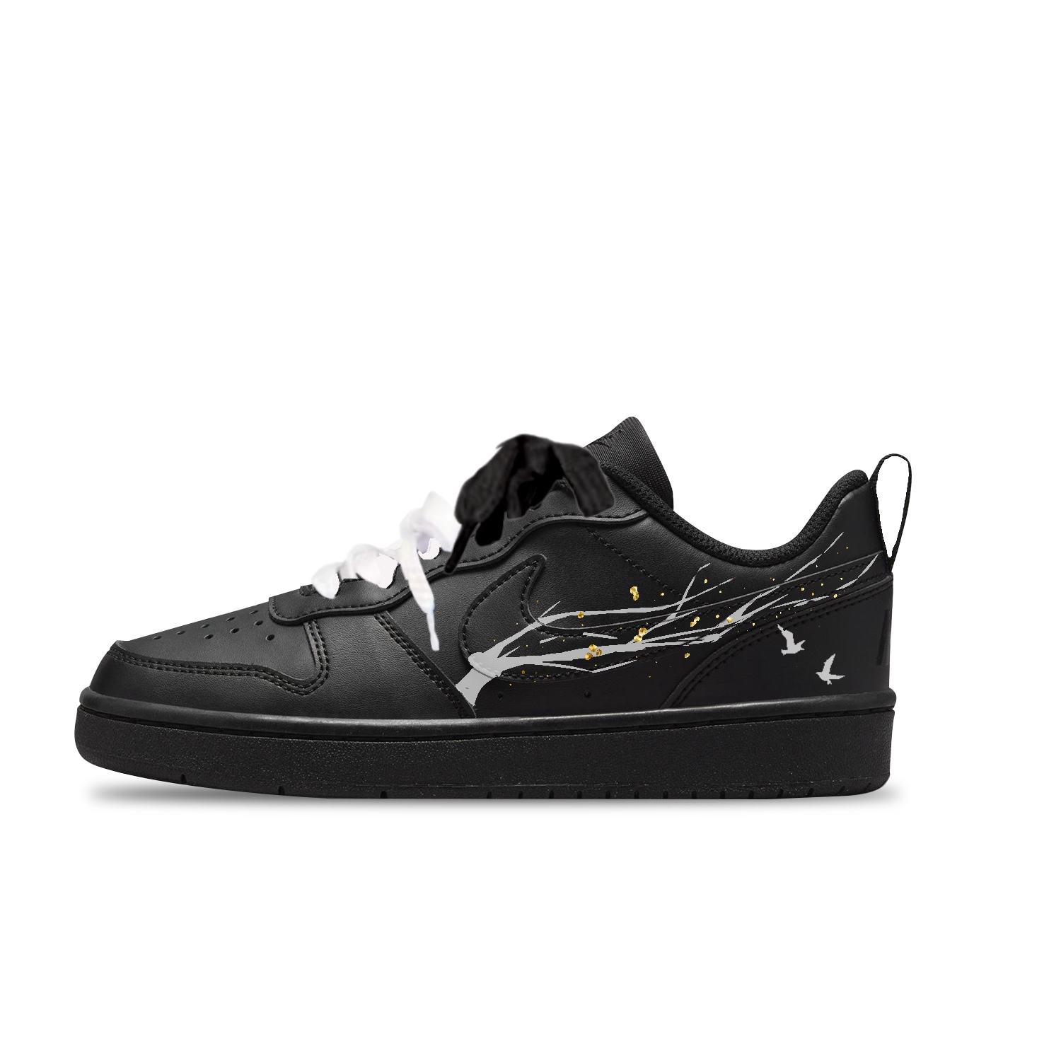 

Nike Скользящие низкие детские скейтбординг кроссовки Court Borough White Dove черный белый unisex