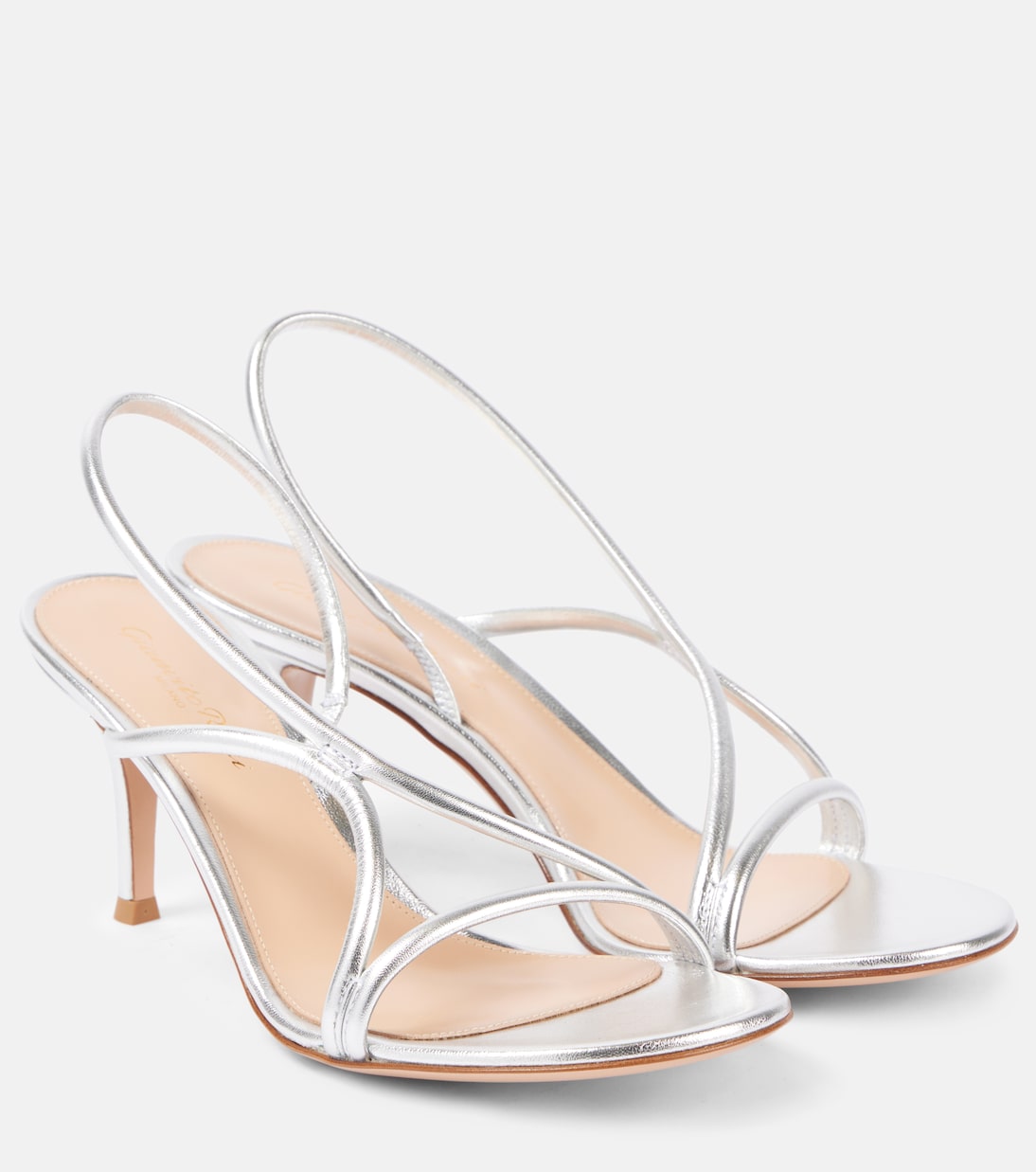 Сандалии из металлизированной кожи Cage 70 Gianvito Rossi, серебряный