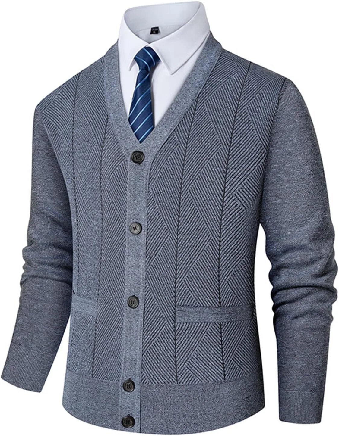 

Мужской кардиган с V-образным вырезом, утепленный флисом, на пуговицах Cambkatl