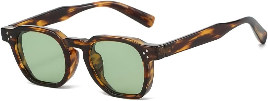 

Солнцезащитные очки в стиле ретро квадратной формы для женщин и мужчин, с маленькими линзами, модная толстая оправа, винтажный шик Azoxus, Faked Wood Texture Frame/Green Lens