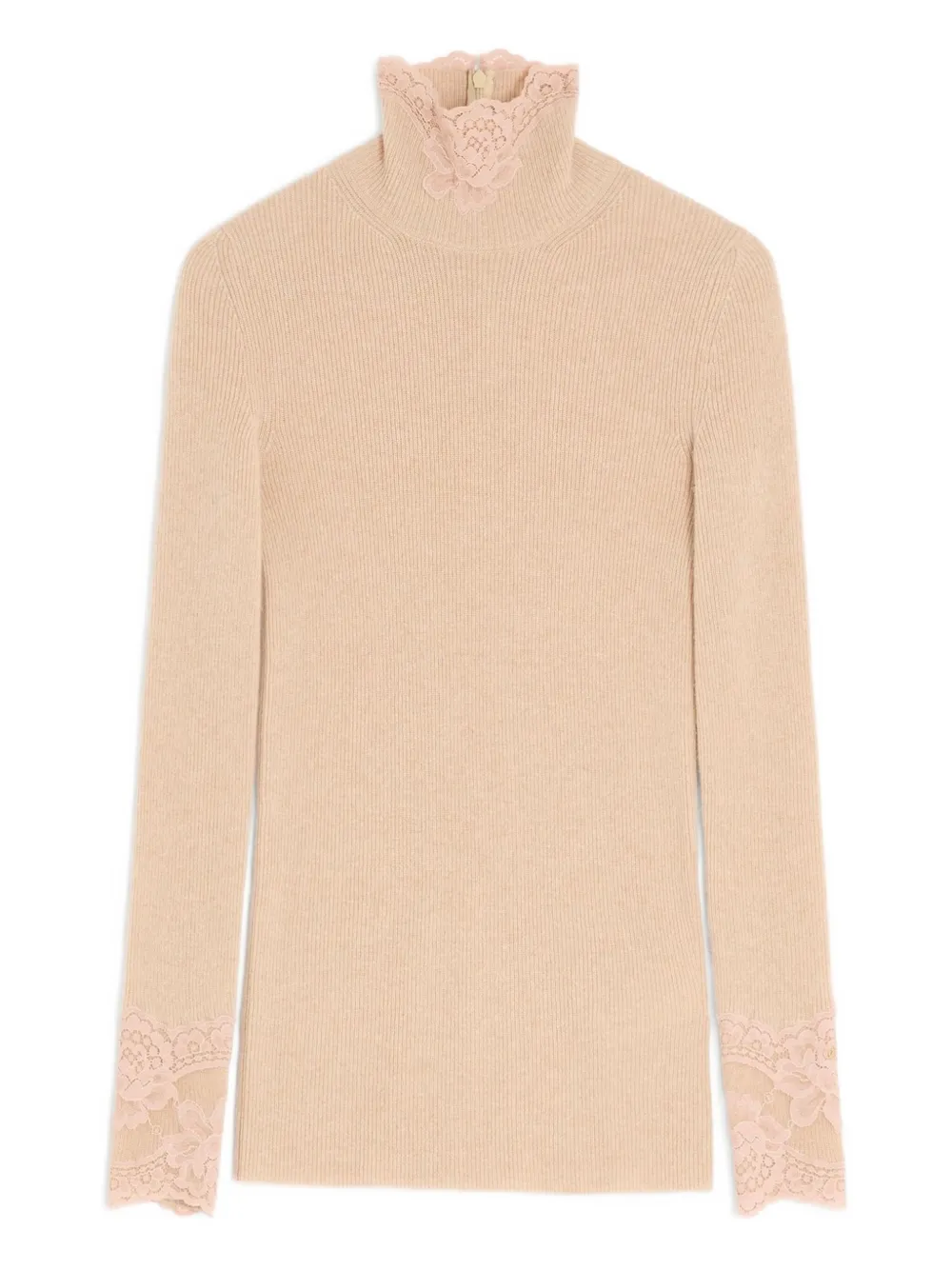 

Свитер с высоким воротником и кружевной отделкой VALENTINO GARAVANI, нейтральный