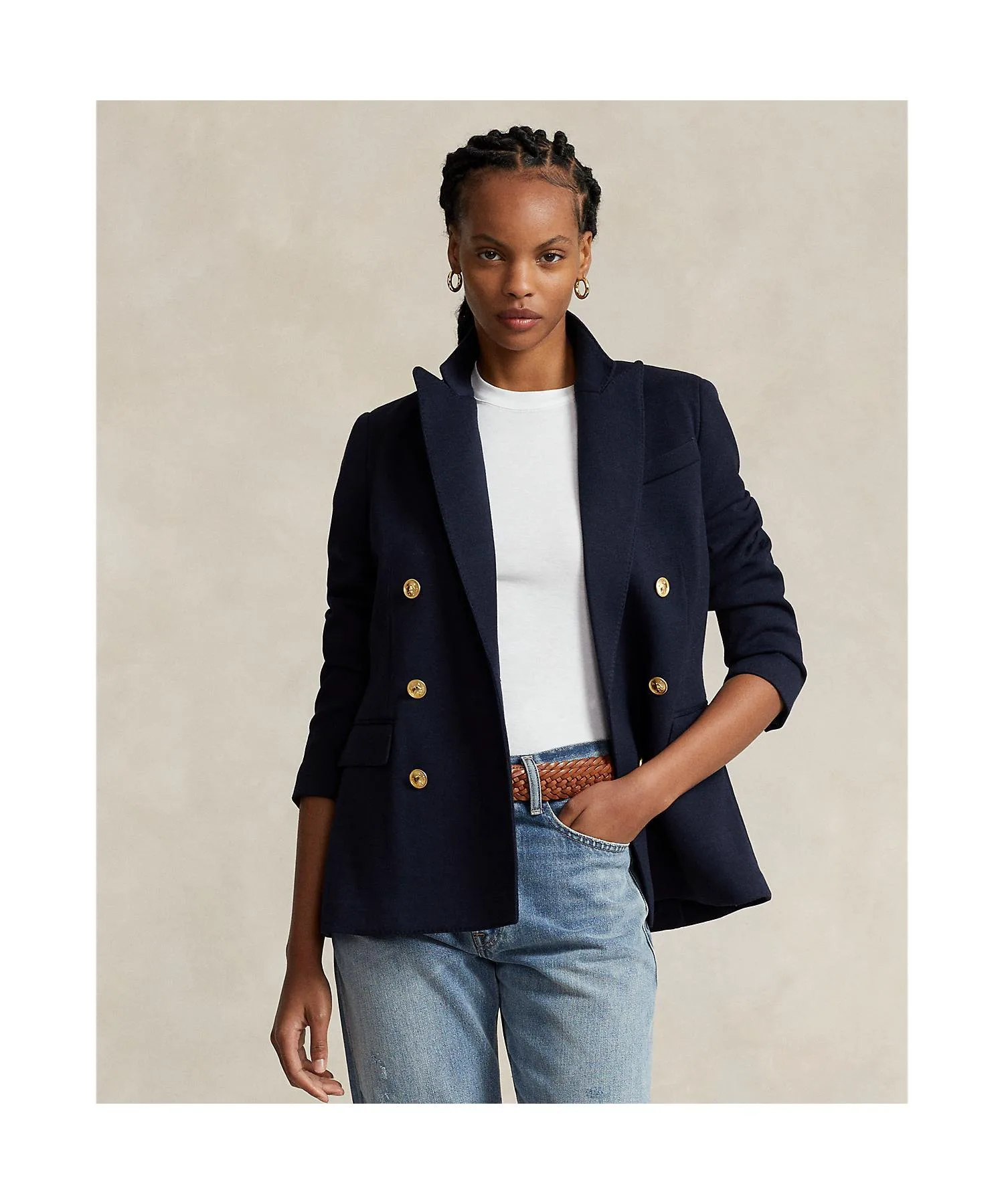 Вязаный двубортный блейзер Polo Ralph Lauren, 410 Navy
