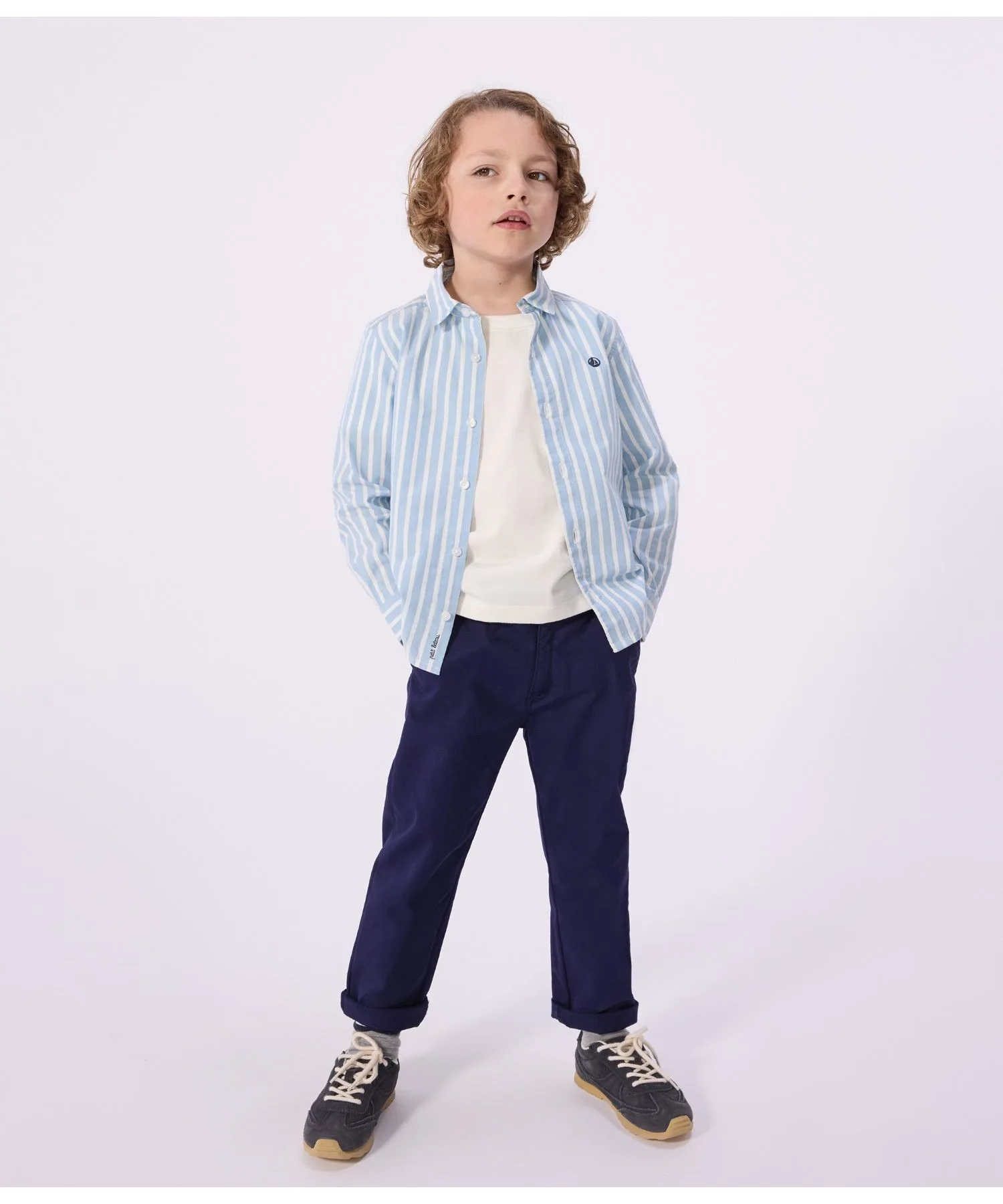 Детские штаны прямые из ткани serge PETIT BATEAU синие